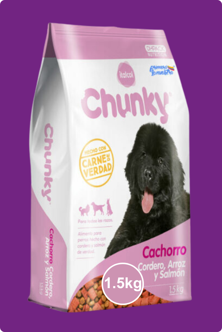 Chunky Cachorros Cordero, Arroz y Salmón Para Todas Las Razas