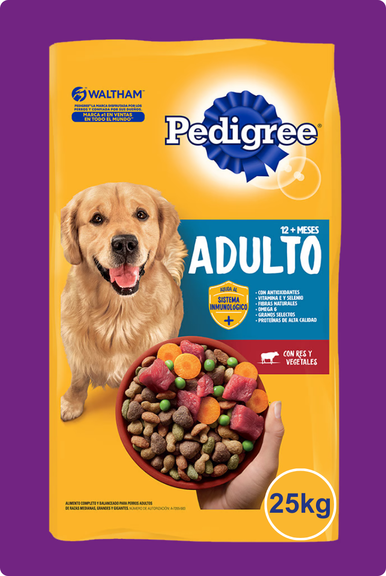 Pedigree Adulto Raza Medianas y Grandes Con Res y Vegetales