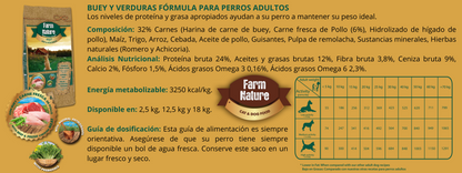 Farm Nature BUEY Y VERDURAS Fórmula Para Perros Adultos