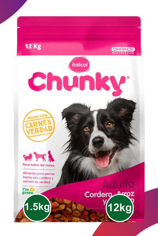 Chunky Adultos Cordero, Arroz y Salmón Para Todas Las Razas