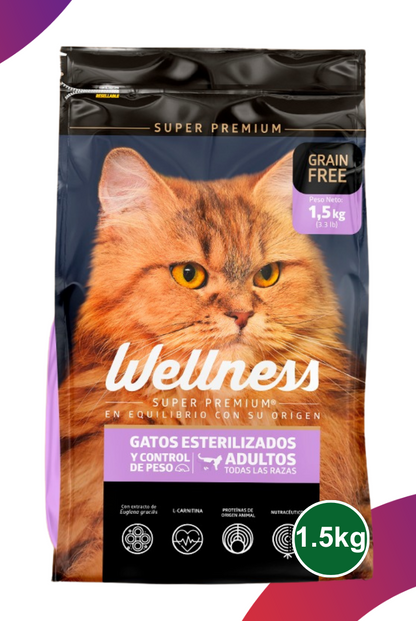 Wellness Gatos Adultos Esterilizados y Control De Peso Todas Las Razas