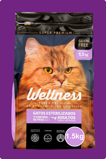 Wellness Gatos Adultos Esterilizados y Control De Peso Todas Las Razas