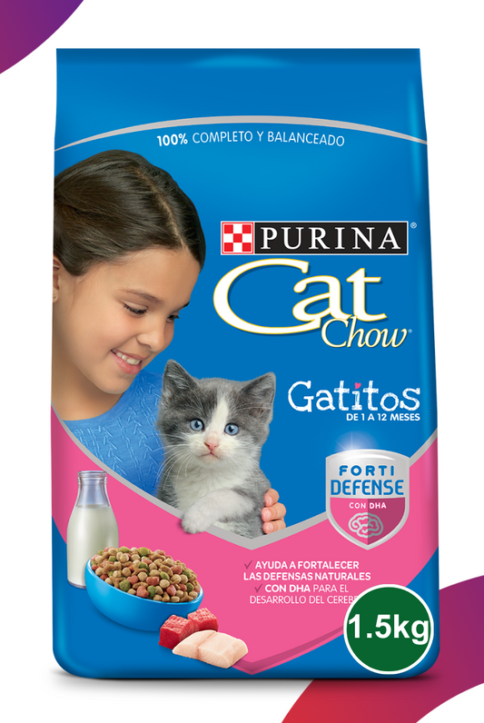 Cat Chow Gatitos De 1 Hasta 12 Meses Sabor Pescado, carne y Leche