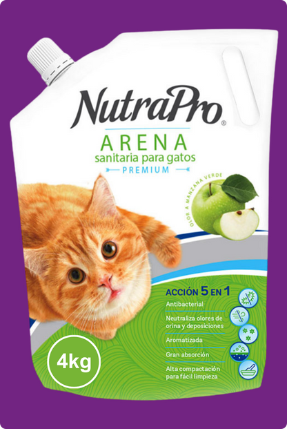 NUTRAPRO Arena Sanitaria  Con Aroma Lavanda, Manzana Verde Para Gatos