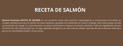 Natural Greatness SALMON RECIPE Para Perros Adultos - Razas Medianas y Grandes