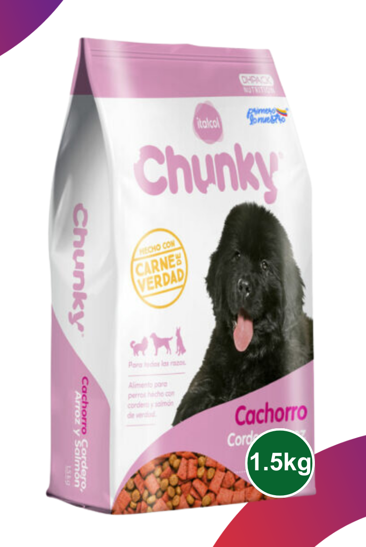 Chunky Cachorros Cordero, Arroz y Salmón Para Todas Las Razas