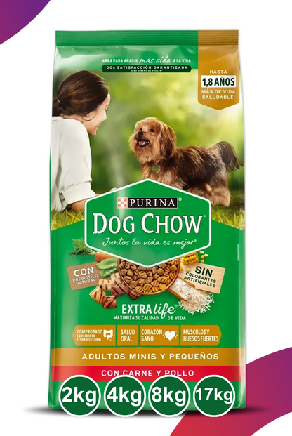 Purina Dog Chow Adultos Mines y Pequeños Con Carne y Pollo