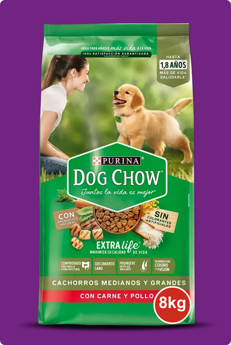 Purina Dog Chow Cachorros Medianos y Grandes Con Carne y Pollo