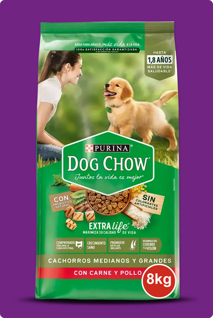 Purina Dog Chow Cachorros Medianos y Grandes Con Carne y Pollo