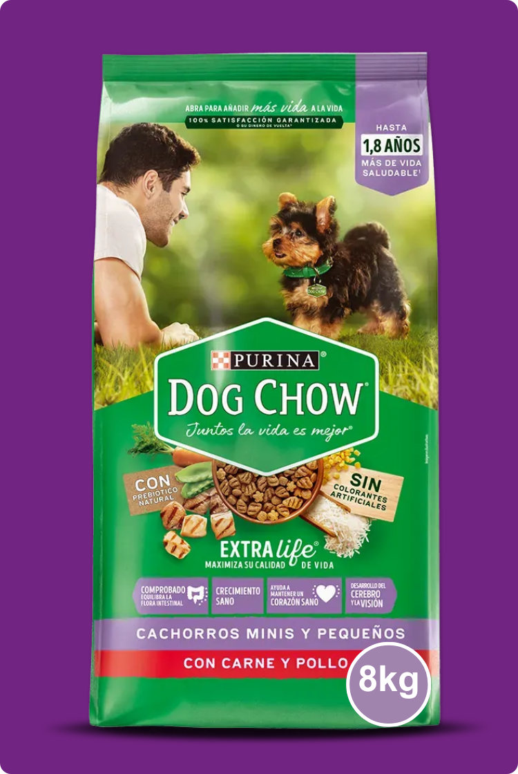 Purina Dog Chow Cachorros Mines y Pequeños Con Carne y Pollo