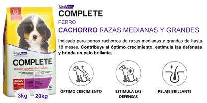 Complete Junior Perro Cachorros Razas Medianas y Grandes