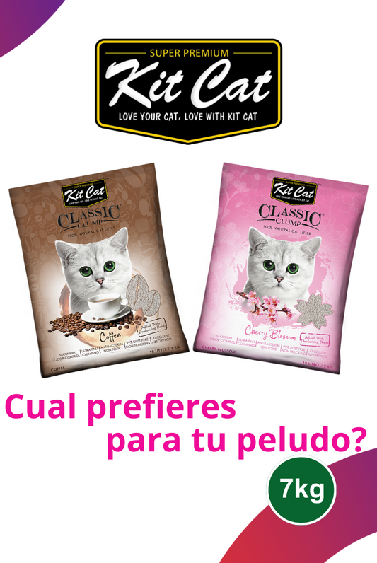 KIT CAT Classic Clump Arena Con Aroma Café y Flor de Cerezo