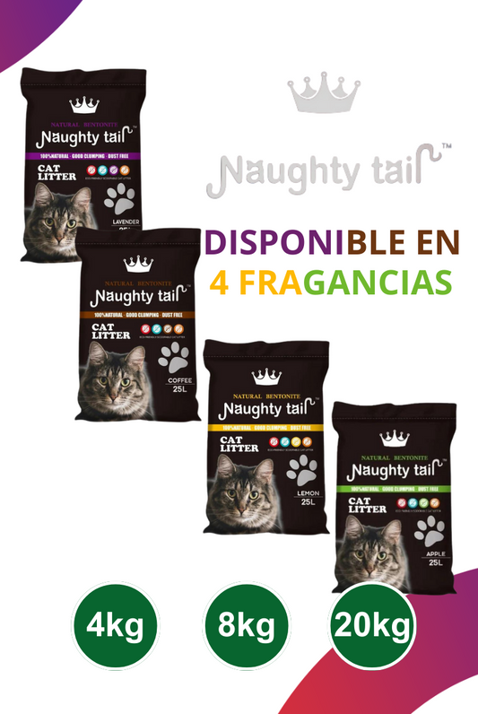 NAUGHTY TAIL Arena Para Gatos Con Aroma Lavanda, Café, Limón, Manzana