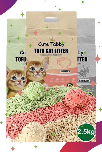 CUTE TABBY Arena Para Gatos Aroma Durazno, Té Verde