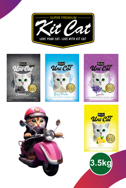 KIT CAT Uni-Cat Arena Aroma Carbón, Talco de Bebe, Lavanda, Limón