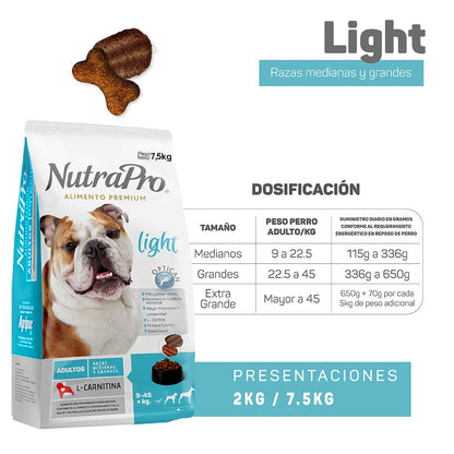 Nutrapro Adultos Light Razas Medianas y Grandes